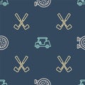 Set line Golf sport club, Crossed golf and car on seamless pattern. Vector Royalty Free Stock Photo