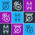 Set line Gong, Decree, paper, parchment, scroll and Chinese Yuan currency icon. Vector