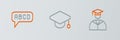 Set line Graduate and graduation cap, Alphabet and Graduation icon. Vector