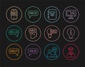 Set line Graduate and graduation cap, Information, Notebook, Learning foreign languages, Hello different, Foreign online