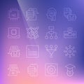 Set line Graduation cap, Neural network, Artificial intelligence AI, Humanoid robot, Processor CPU, and Algorithm icon Royalty Free Stock Photo