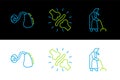 Set line Grandmother, Hearing aid and Joint pain, knee pain icon. Vector