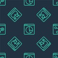 Set line Graph chart infographic, UI or UX design and Browser window on seamless pattern. Vector Royalty Free Stock Photo