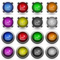 Line graph glossy button set Royalty Free Stock Photo