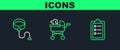 Set line Grooming salon price list, Retractable cord leash and Pet stroller icon. Vector