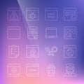 Set line Hacker or coder, Python programming language, Browser files, Binary, Books about, window, with exclamation mark Royalty Free Stock Photo