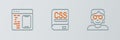 Set line Hacker or coder, Software and Books about programming icon. Vector