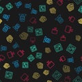 Set line Hacker or coder, Software, Processor and Computer monitor screen on seamless pattern. Vector Royalty Free Stock Photo