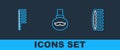Set line Hairbrush, and Beard and mustaches care oil bottle icon. Vector