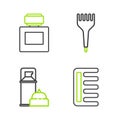 Set line Hairbrush, Shaving gel foam, and Aftershave icon. Vector