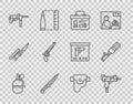 Set line Hand grenade, UZI submachine gun, Military ammunition box, knife, Submachine M3, Revolver, Gun holster and Anti