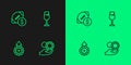 Set line Hand holding casino chips, Casino, American football betting money and Wine glass icon. Vector