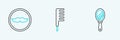 Set line Hand mirror, Mustache and Hairbrush icon. Vector Royalty Free Stock Photo