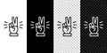 Set line Hand showing two finger icon isolated on black and white background. Victory hand sign. Vector Royalty Free Stock Photo