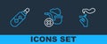 Set line Hand with smoking cigarette, Electronic and Smoking pipe smoke icon. Vector Royalty Free Stock Photo