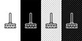 Set line Handle broom icon isolated on black and white background. Cleaning service concept. Vector Illustration