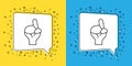 Set line Hands in praying position icon isolated on yellow and blue background. Praying hand islam muslim religion Royalty Free Stock Photo