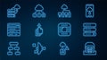 Set line Hangar with servers, Server, Data, Web Hosting, Computer network, export, Search engine, Network cloud