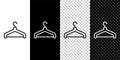 Set line Hanger wardrobe icon isolated on black and white, transparent background. Cloakroom icon. Clothes service Royalty Free Stock Photo