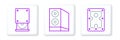 Set line Hard disk drive HDD, Optical disc and Case of computer icon. Vector