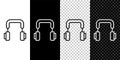 Set line Headphones icon isolated on black and white, transparent background. Earphones. Concept for listening to music Royalty Free Stock Photo