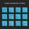 Set line Headphones, Mobile Apps, Software, System bug, Processor with microcircuits CPU, Debugging, Browser files and Royalty Free Stock Photo