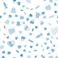 Set line Healed broken heart, Burning candle and Location with on seamless pattern. Vector Royalty Free Stock Photo