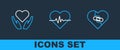Set line Healed broken heart, Heart in hand and rate icon. Vector