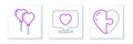 Set line Heart, Balloons in form of heart and Like and icon. Vector Royalty Free Stock Photo