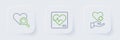 Set line Heart with cross, rate and Medical heart inspection icon. Vector