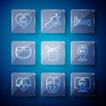 Set line Heart rate, Slippers, Nursing home, Bed, Knitting, Eyeglasses, Grandmother and icon. Vector Royalty Free Stock Photo