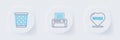 Set line Heart with text work, Printer and Trash can icon. Vector