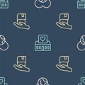 Set line The heart world - love, Book donation and Volunteer center on seamless pattern. Vector Royalty Free Stock Photo