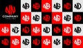Set of line heptagon abstract letter N NN logo design