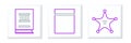 Set line Hexagram sheriff, Law book and Plastic bag with ziplock icon. Vector Royalty Free Stock Photo