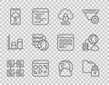 Set line Hierarchy organogram chart, Folder and lock, Cloud computing, Different files, technology data transfer Royalty Free Stock Photo