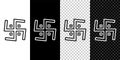 Set line Hindu swastika religious symbol icon isolated on black and white,transparent background. Vector