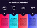 Set line Hola, Poncho, Wrestling championship belt and Vintage pistols. Business infographic template. Vector