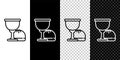 Set line Holy grail or chalice icon isolated on black and white,transparent background. Christian chalice. Christianity