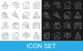 Set line Homeless, Searching for food, Help homeless, Real estate, house, Donation money and House with dollar icon