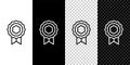 Set line Honey award icon isolated on black and white, transparent background. Honey medal. Vector
