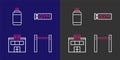 Set line Horizontal bar, Gym building, Location gym and Punching bag icon. Vector