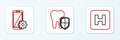 Set line Hospital, Setting on smartphone and Dental protection icon. Vector Royalty Free Stock Photo