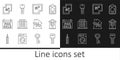 Set line House key, plan, Hanging sign with For Sale, percant discount and icon. Vector