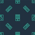 Set line House, Keyboard and Bathroom scales on seamless pattern. Vector Royalty Free Stock Photo