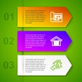 Set line House plan, Garage and Realtor. Business infographic template. Vector