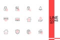 Set line House under protection, Fingerprint, Shield security with lock, Lock, Laptop password and Password icon. Vector Royalty Free Stock Photo