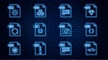 Set line HTML file document, CSS, DOC, JS, GIF, DLL, RAW and 3DS icon. Vector Royalty Free Stock Photo