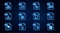 Set line HTML file document, DLL, WMA, MAX, OBJ, 3DS, JS and RAW icon. Vector Royalty Free Stock Photo