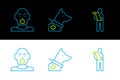 Set line Human broken arm, Head of deaf and dumb and Guide dog icon. Vector